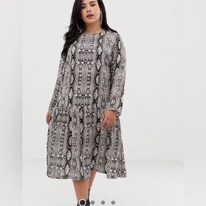 PreLoved ASOS Curve Snakeskin Print Dress - Brown and Black